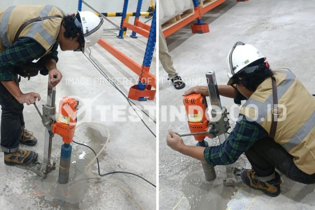pengujian core drill lantai