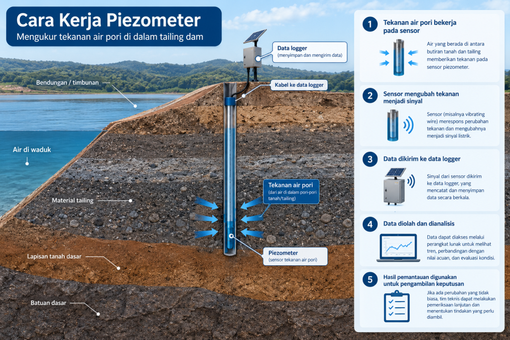 monitoring piezometer pada tailing dam