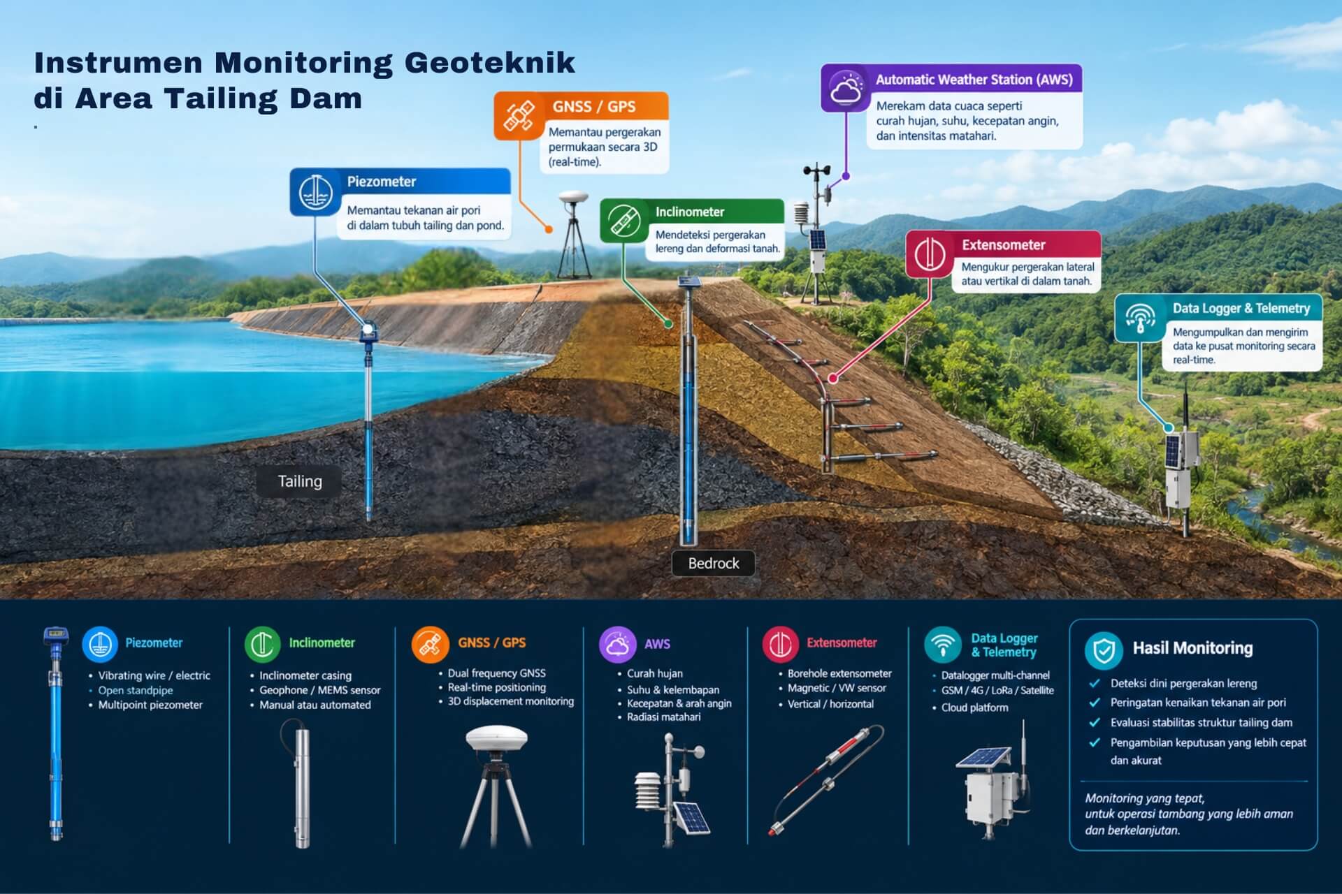 instrumen geoteknik tailing dam
